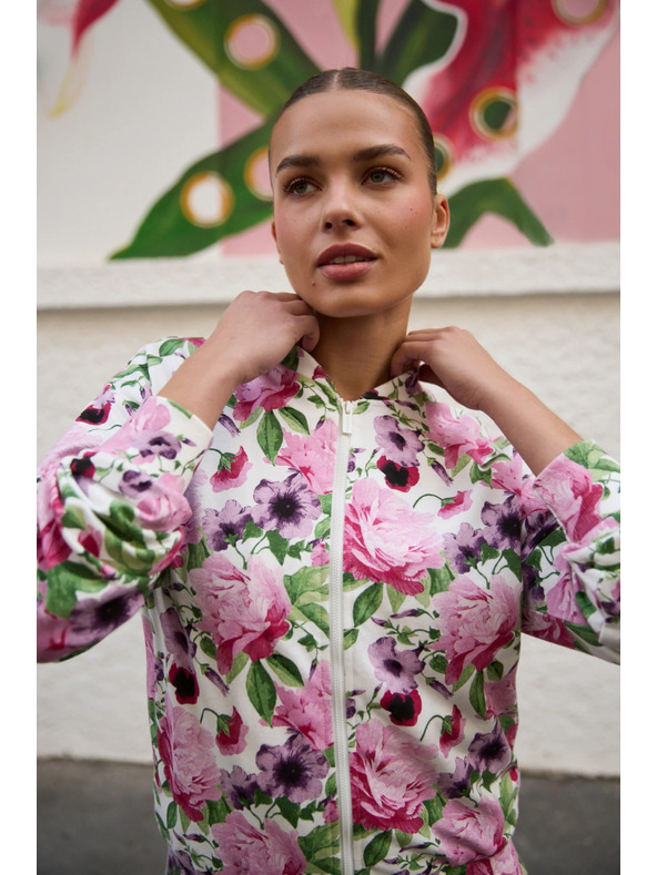Moodo Odpeta bluza s cvetličnim vzorcem rožnata Moodo