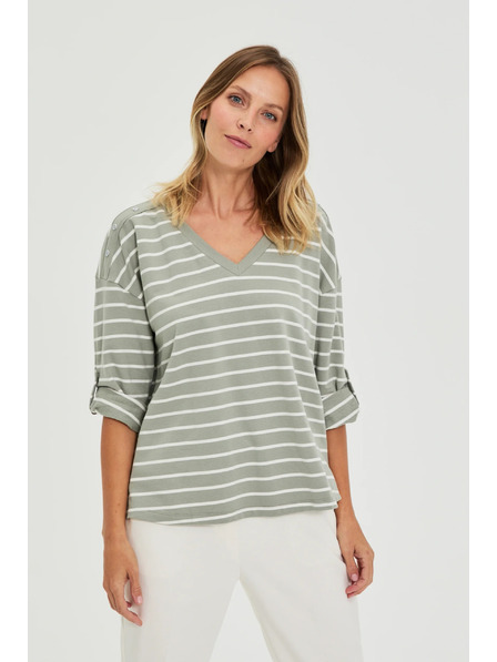 Moodo Bluza v progah olivna Moodo