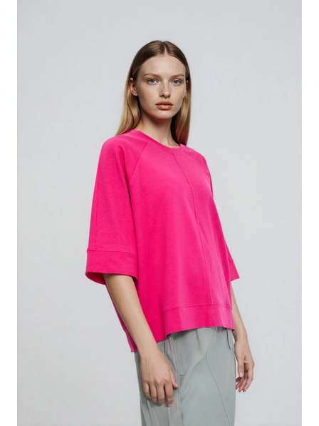 Moodo Pulover s kratkimi in širokimi rokavi fuksija Moodo