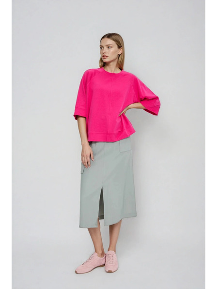 Moodo Pulover s kratkimi in širokimi rokavi fuksija Moodo