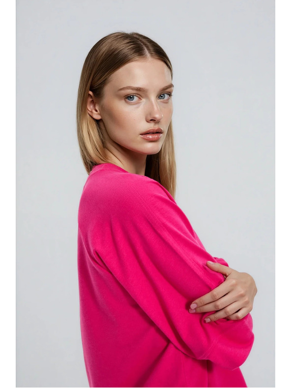 Moodo Pulover s kratkimi in širokimi rokavi fuksija Moodo