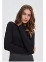 Moodo Oprijeta črna bluza z dolgimi rokavi Moodo