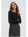 Moodo Oprijeta črna bluza z dolgimi rokavi Moodo