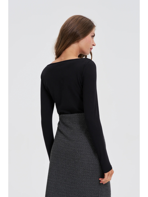 Moodo Oprijeta črna bluza z dolgimi rokavi Moodo