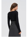 Moodo Oprijeta črna bluza z dolgimi rokavi Moodo