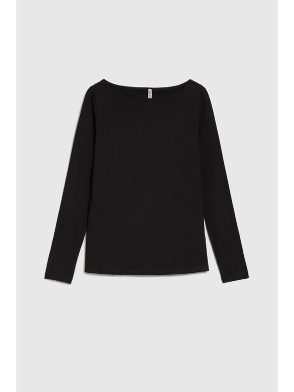 Moodo Oprijeta črna bluza z dolgimi rokavi Moodo
