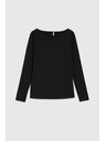 Moodo Oprijeta črna bluza z dolgimi rokavi Moodo