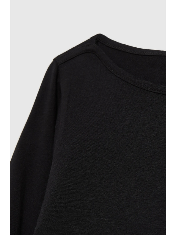 Moodo Oprijeta črna bluza z dolgimi rokavi Moodo