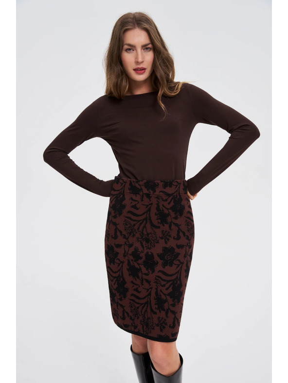 Moodo Oprijeta rjava bluza z dolgimi rokavi Moodo