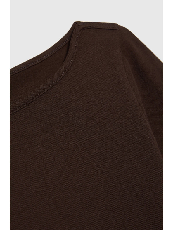 Moodo Oprijeta rjava bluza z dolgimi rokavi Moodo