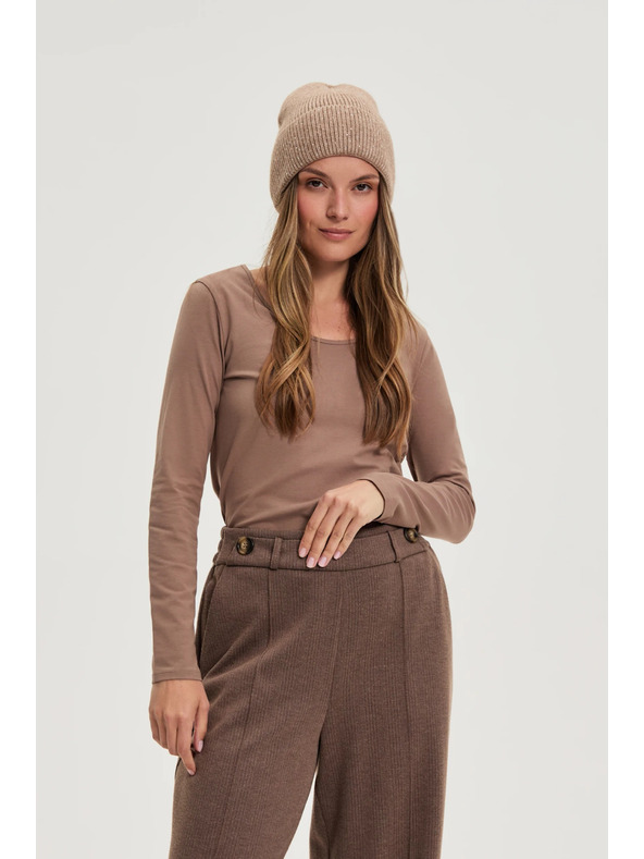 Moodo Bombažna majica svetlo rjava Moodo