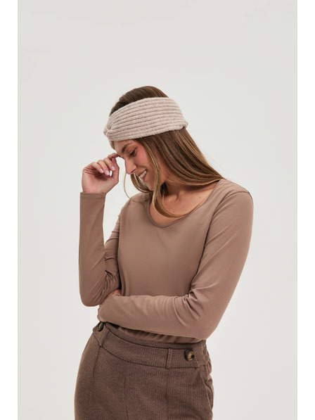 Moodo Bombažna majica svetlo rjava Moodo