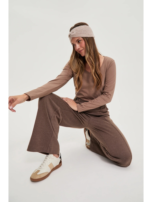 Moodo Bombažna majica svetlo rjava Moodo