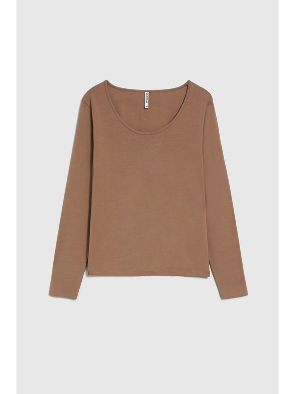 Moodo Bombažna majica svetlo rjava Moodo