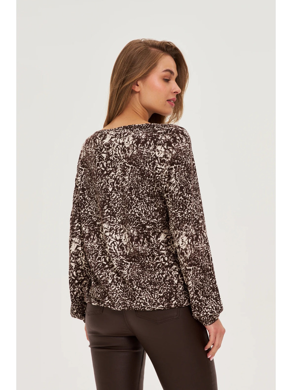 Moodo Bluza v obliki V izreza rjava Moodo