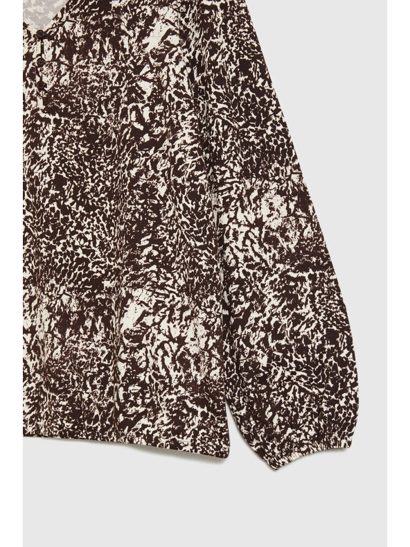 Moodo Bluza v obliki V izreza rjava Moodo