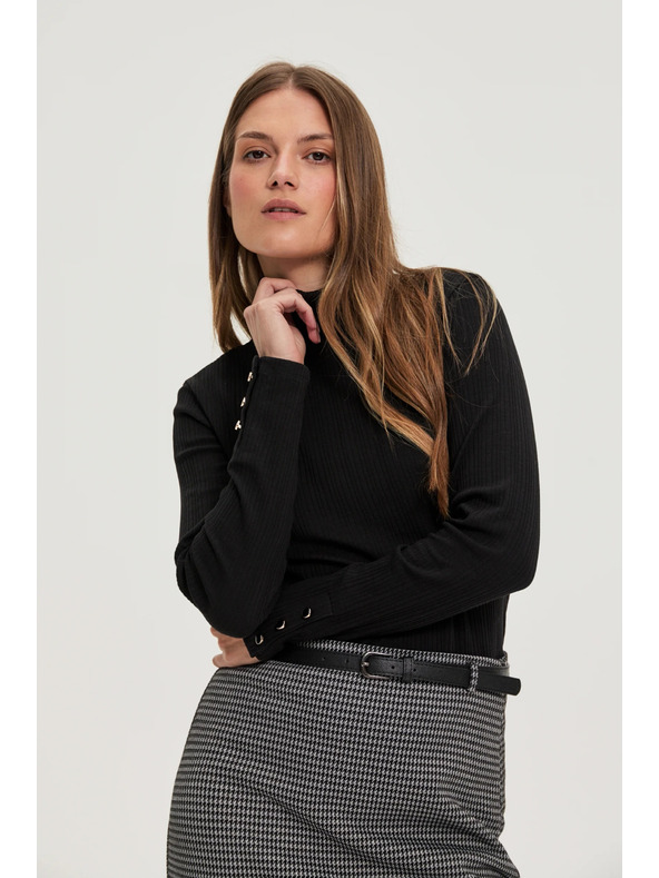 Moodo Bombažni pulover črn Moodo