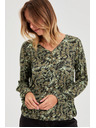 Moodo Olivno zelena cvetlična bluza Moodo