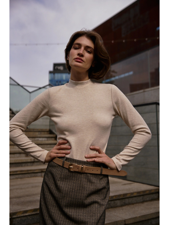 Moodo Bež bluza z ovratnikom Moodo