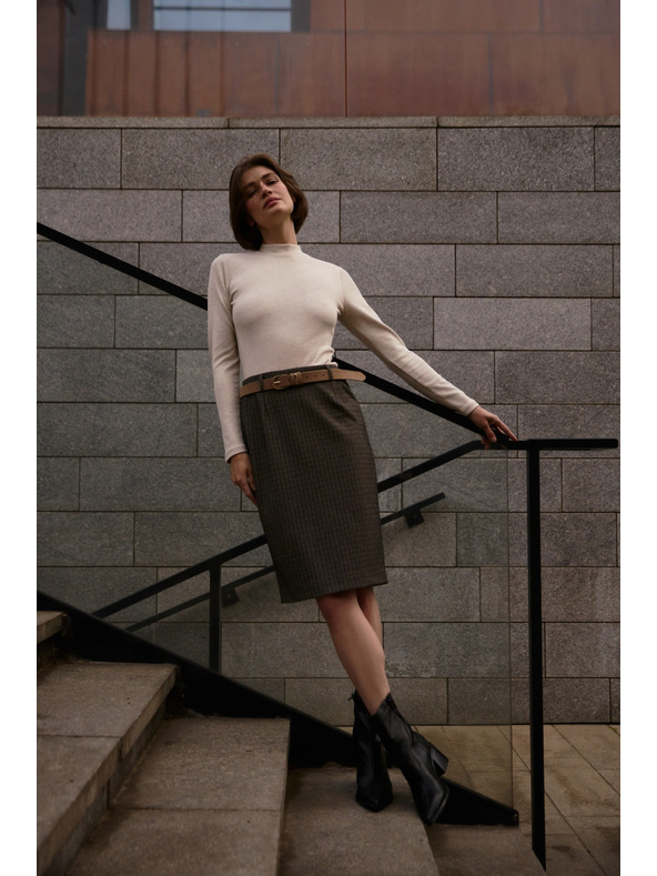 Moodo Bež bluza z ovratnikom Moodo