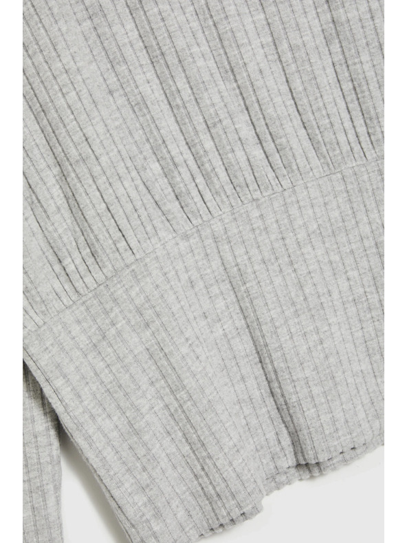 Moodo Rebrasta bluza z dolgimi rokavi siva Moodo