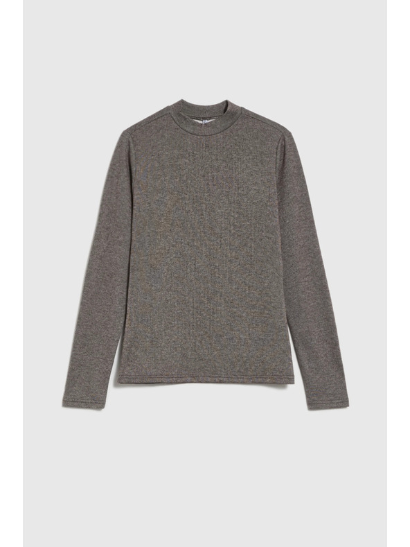 Moodo Rjava majica z visokim ovratnikom Moodo