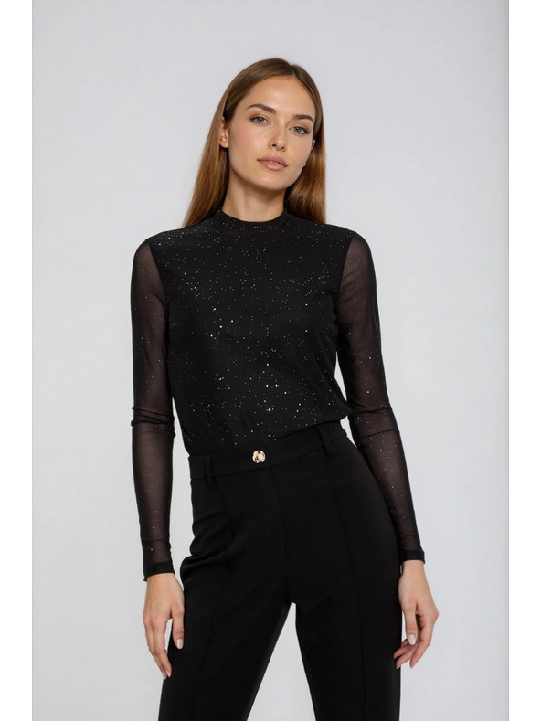 Moodo Črna bluza s prosojnimi rokavi Moodo