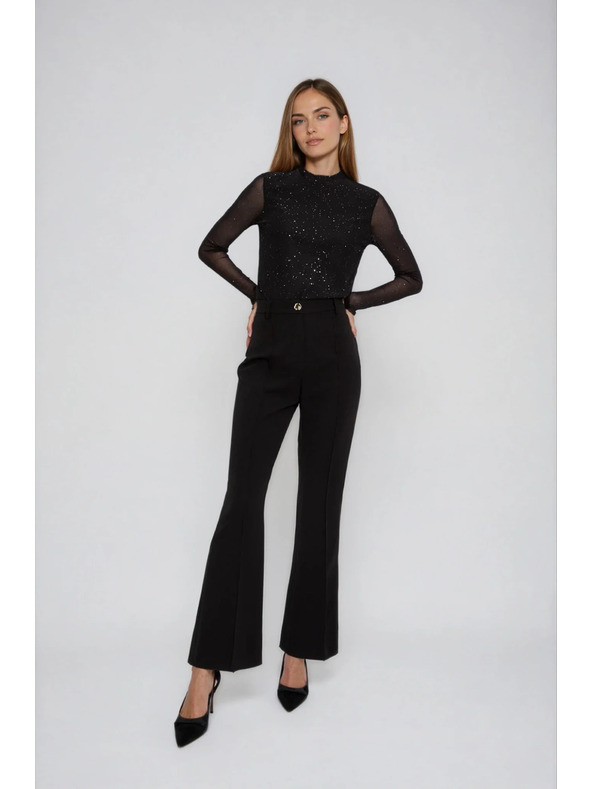 Moodo Črna bluza s prosojnimi rokavi Moodo