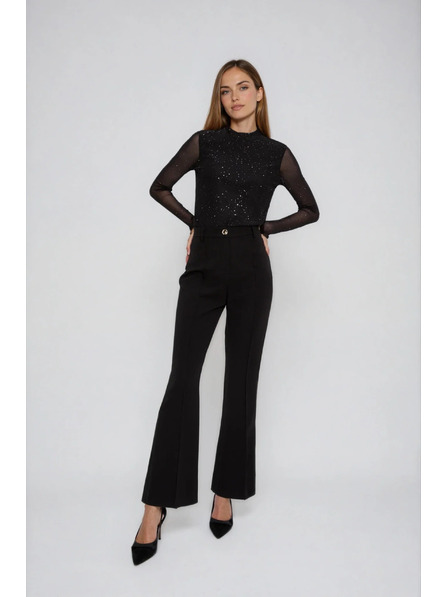 Moodo Črna bluza s prosojnimi rokavi Moodo