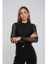 Moodo Črna bluza s prosojnimi rokavi Moodo
