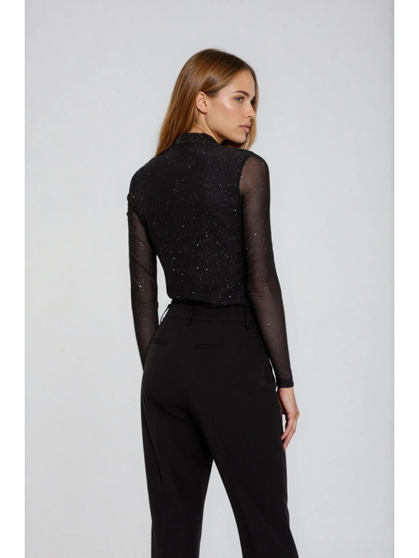 Moodo Črna bluza s prosojnimi rokavi Moodo
