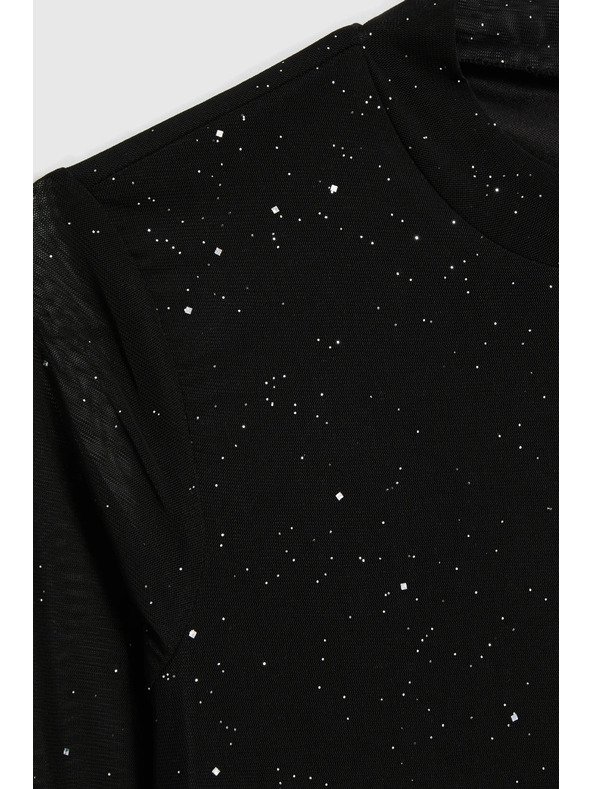 Moodo Črna bluza s prosojnimi rokavi Moodo