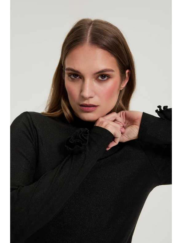 Moodo Črna bluza z okrasnimi rokavi Moodo