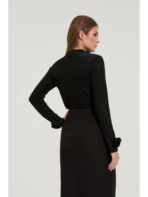 Moodo Črna bluza z okrasnimi rokavi Moodo