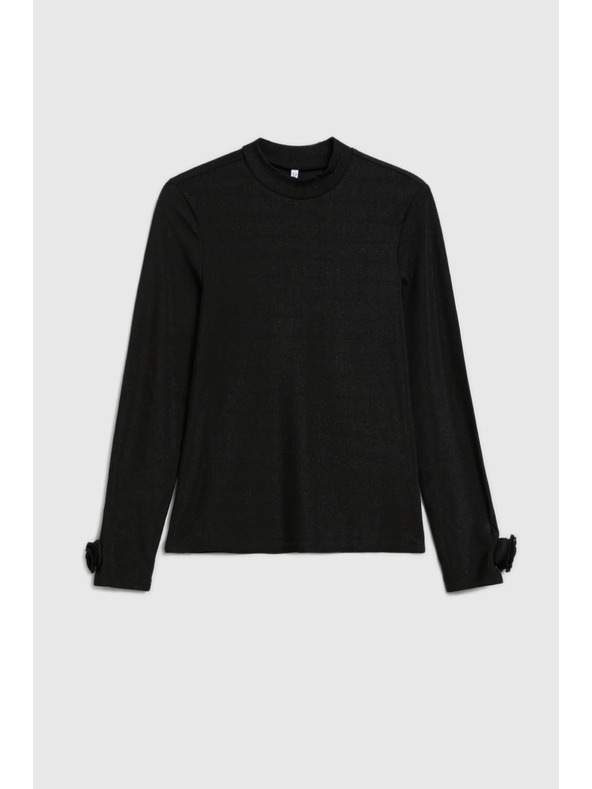 Moodo Črna bluza z okrasnimi rokavi Moodo