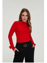 Moodo Rdeča bluza z okrasnimi rokavi Moodo