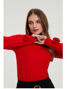 Moodo Rdeča bluza z okrasnimi rokavi Moodo