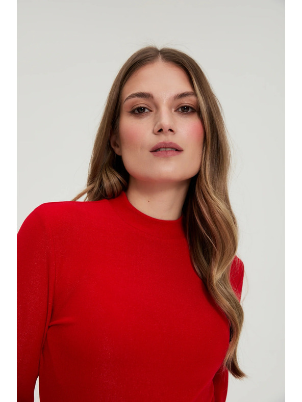 Moodo Rdeča bluza z okrasnimi rokavi Moodo