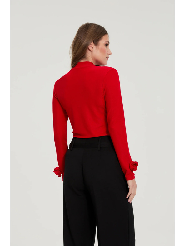 Moodo Rdeča bluza z okrasnimi rokavi Moodo
