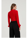 Moodo Rdeča bluza z okrasnimi rokavi Moodo