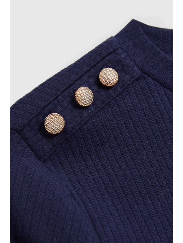 Moodo Bombažna bluza z dolgimi rokavi mornarsko modre barve Moodo