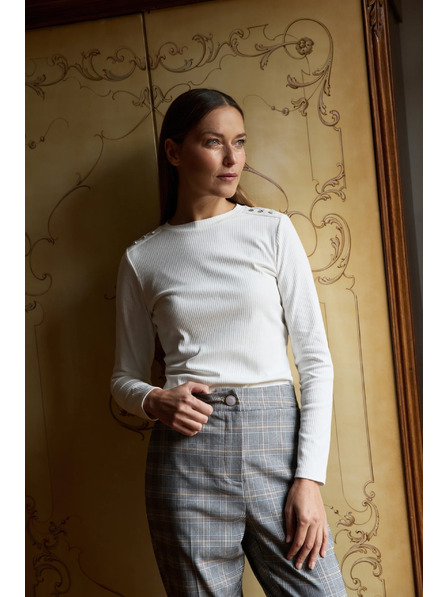 Moodo Bombažna bluza z dolgimi rokavi bele barve Moodo