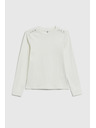 Moodo Bombažna bluza z dolgimi rokavi bele barve Moodo