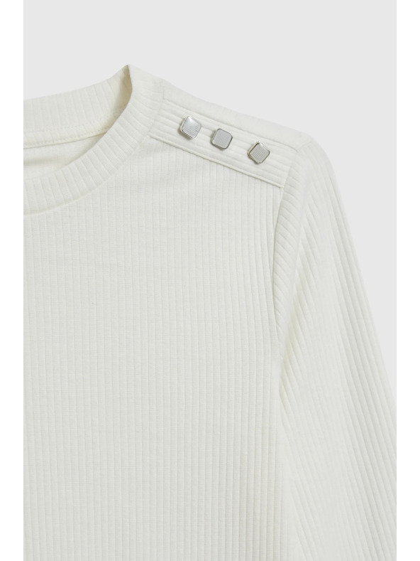 Moodo Bombažna bluza z dolgimi rokavi bele barve Moodo