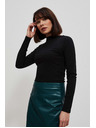 Moodo Oprijeta črna rebrasta bluza z dolgimi rokavi Moodo