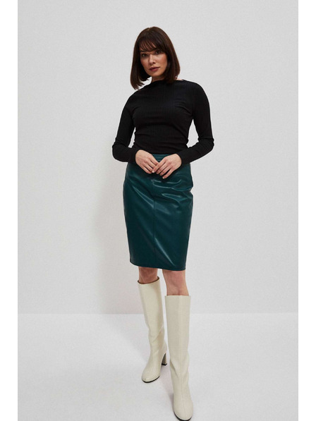 Moodo Oprijeta črna rebrasta bluza z dolgimi rokavi Moodo