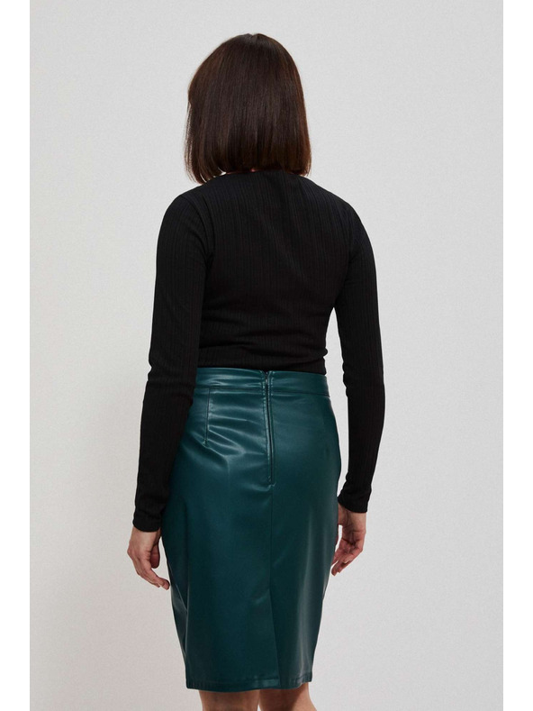 Moodo Oprijeta črna rebrasta bluza z dolgimi rokavi Moodo