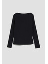 Moodo Oprijeta črna rebrasta bluza z dolgimi rokavi Moodo