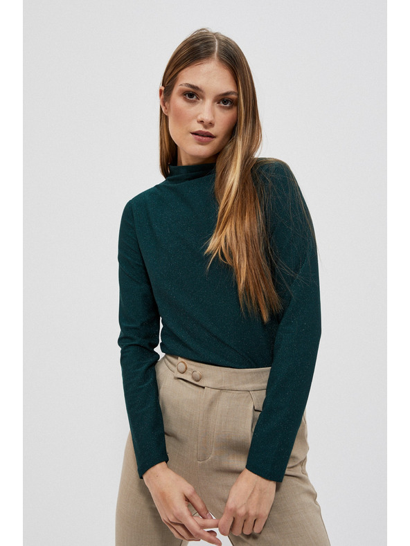 Moodo Bluza z metalnim nitjem smaragdne barve Moodo