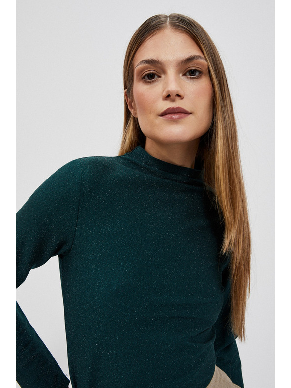 Moodo Bluza z metalnim nitjem smaragdne barve Moodo